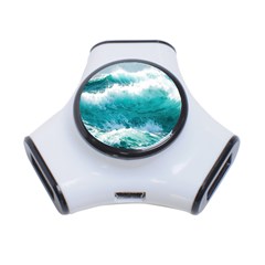 Ai Generated Waves Ocean Sea Tsunami Nautical Blue Sea 3-port Usb Hub by Ravend