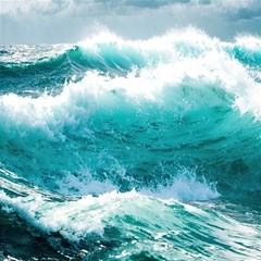 Ai Generated Waves Ocean Sea Tsunami Nautical Blue Sea Play Mat (square) by Ravend