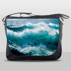 Ai Generated Waves Ocean Sea Tsunami Nautical Blue Sea Messenger Bag by Ravend