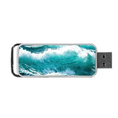 Ai Generated Waves Ocean Sea Tsunami Nautical Blue Sea Portable Usb Flash (one Side) by Ravend