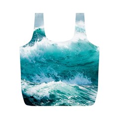 Ai Generated Waves Ocean Sea Tsunami Nautical Blue Sea Full Print Recycle Bag (m) by Ravend