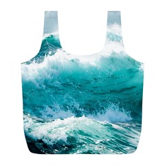 Ai Generated Waves Ocean Sea Tsunami Nautical Blue Sea Full Print Recycle Bag (l) by Ravend