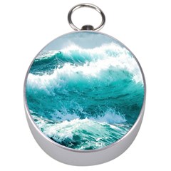 Ai Generated Waves Ocean Sea Tsunami Nautical Blue Sea Silver Compasses by Ravend