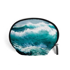 Ai Generated Waves Ocean Sea Tsunami Nautical Blue Sea Accessory Pouch (small) by Ravend