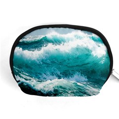 Ai Generated Waves Ocean Sea Tsunami Nautical Blue Sea Accessory Pouch (medium) by Ravend