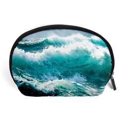 Ai Generated Waves Ocean Sea Tsunami Nautical Blue Sea Accessory Pouch (large) by Ravend