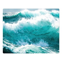 Ai Generated Waves Ocean Sea Tsunami Nautical Blue Sea Premium Plush Fleece Blanket (large) by Ravend