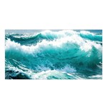 Ai Generated Waves Ocean Sea Tsunami Nautical Blue Sea Satin Shawl 45  x 80  Front