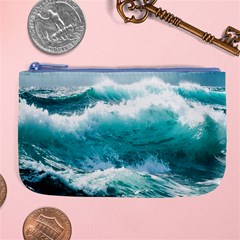 Ai Generated Waves Ocean Sea Tsunami Nautical Blue Sea Large Coin Purse by Ravend