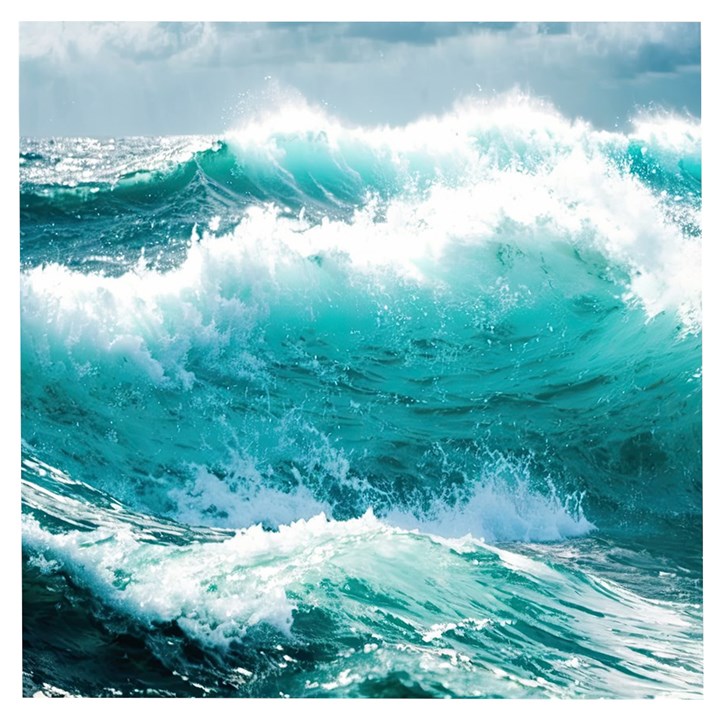 Ai Generated Waves Ocean Sea Tsunami Nautical Blue Sea Wooden Puzzle Square