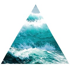 Ai Generated Waves Ocean Sea Tsunami Nautical Blue Sea Wooden Puzzle Triangle by Ravend