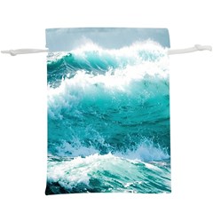 Ai Generated Waves Ocean Sea Tsunami Nautical Blue Sea Lightweight Drawstring Pouch (xl) by Ravend