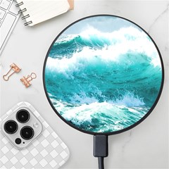 Ai Generated Waves Ocean Sea Tsunami Nautical Blue Sea Wireless Fast Charger(black) by Ravend