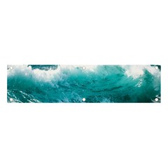 Ai Generated Waves Ocean Sea Tsunami Nautical Blue Sea Banner And Sign 4  X 1  by Ravend