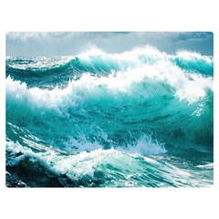 Ai Generated Waves Ocean Sea Tsunami Nautical Blue Sea Premium Plush Fleece Blanket (extra Small) by Ravend