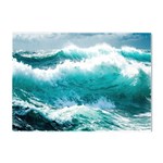 Ai Generated Waves Ocean Sea Tsunami Nautical Blue Sea Crystal Sticker (A4) Front