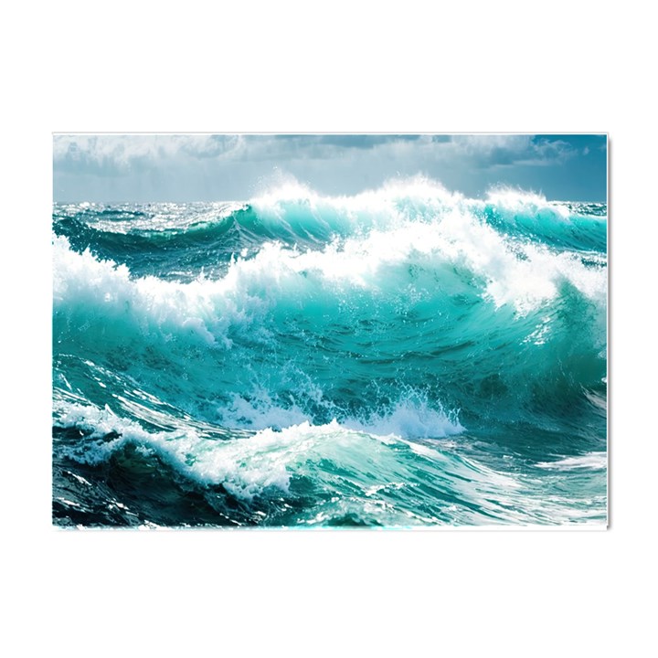 Ai Generated Waves Ocean Sea Tsunami Nautical Blue Sea Crystal Sticker (A4)