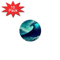 Ai Generated Waves Ocean Sea Tsunami Nautical Fantasy 1  Mini Magnet (10 Pack)  by Ravend