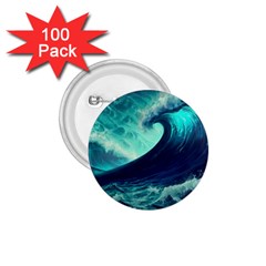 Ai Generated Waves Ocean Sea Tsunami Nautical Fantasy 1 75  Buttons (100 Pack)  by Ravend