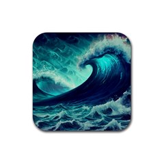 Ai Generated Waves Ocean Sea Tsunami Nautical Fantasy Rubber Coaster (square) by Ravend