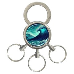 Ai Generated Waves Ocean Sea Tsunami Nautical Fantasy 3-ring Key Chain by Ravend