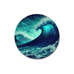 Ai Generated Waves Ocean Sea Tsunami Nautical Fantasy Magnet 3  (round) by Ravend