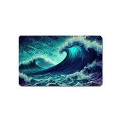 Ai Generated Waves Ocean Sea Tsunami Nautical Fantasy Magnet (name Card) by Ravend