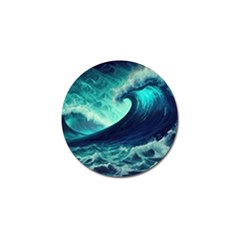 Ai Generated Waves Ocean Sea Tsunami Nautical Fantasy Golf Ball Marker by Ravend