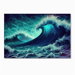 Ai Generated Waves Ocean Sea Tsunami Nautical Fantasy Postcard 4 x 6  (pkg Of 10) by Ravend