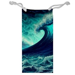 Ai Generated Waves Ocean Sea Tsunami Nautical Fantasy Jewelry Bag by Ravend