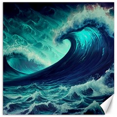 Ai Generated Waves Ocean Sea Tsunami Nautical Fantasy Canvas 16  X 16  by Ravend