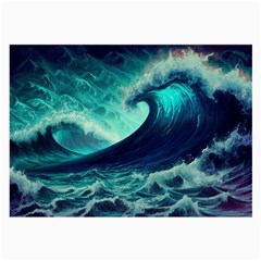 Ai Generated Waves Ocean Sea Tsunami Nautical Fantasy Large Glasses Cloth by Ravend