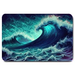 Ai Generated Waves Ocean Sea Tsunami Nautical Fantasy Large Doormat by Ravend