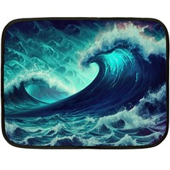 Ai Generated Waves Ocean Sea Tsunami Nautical Fantasy Fleece Blanket (mini) by Ravend