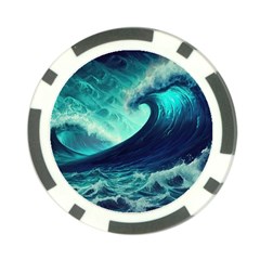 Ai Generated Waves Ocean Sea Tsunami Nautical Fantasy Poker Chip Card Guard (10 Pack) by Ravend