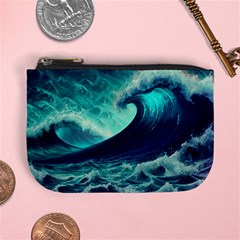 Ai Generated Waves Ocean Sea Tsunami Nautical Fantasy Mini Coin Purse by Ravend