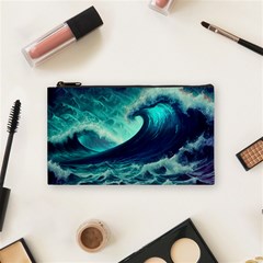 Ai Generated Waves Ocean Sea Tsunami Nautical Fantasy Cosmetic Bag (small) by Ravend