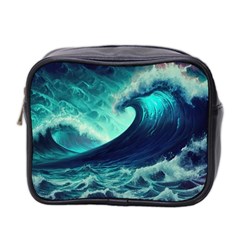 Ai Generated Waves Ocean Sea Tsunami Nautical Fantasy Mini Toiletries Bag (two Sides) by Ravend