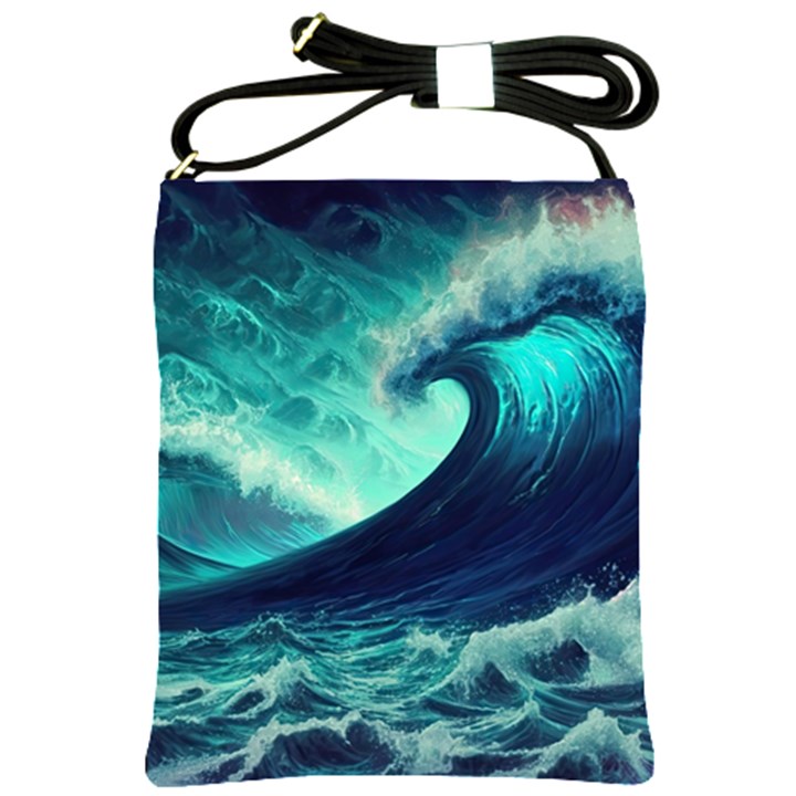 Ai Generated Waves Ocean Sea Tsunami Nautical Fantasy Shoulder Sling Bag