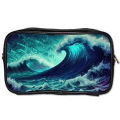 Ai Generated Waves Ocean Sea Tsunami Nautical Fantasy Toiletries Bag (two Sides) by Ravend