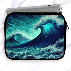 Ai Generated Waves Ocean Sea Tsunami Nautical Fantasy Apple Ipad 2/3/4 Zipper Cases by Ravend