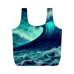 Ai Generated Waves Ocean Sea Tsunami Nautical Fantasy Full Print Recycle Bag (m) by Ravend