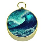 Ai Generated Waves Ocean Sea Tsunami Nautical Fantasy Gold Compasses Front