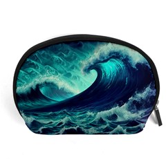 Ai Generated Waves Ocean Sea Tsunami Nautical Fantasy Accessory Pouch (large) by Ravend