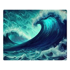 Ai Generated Waves Ocean Sea Tsunami Nautical Fantasy Premium Plush Fleece Blanket (large) by Ravend