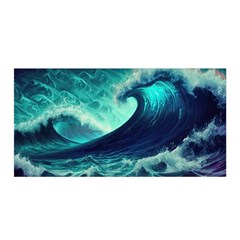 Ai Generated Waves Ocean Sea Tsunami Nautical Fantasy Satin Wrap 35  X 70  by Ravend