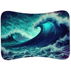 Ai Generated Waves Ocean Sea Tsunami Nautical Fantasy Velour Seat Head Rest Cushion by Ravend