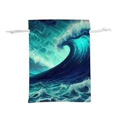 Ai Generated Waves Ocean Sea Tsunami Nautical Fantasy Lightweight Drawstring Pouch (m) by Ravend