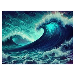 Ai Generated Waves Ocean Sea Tsunami Nautical Fantasy One Side Premium Plush Fleece Blanket (extra Small) by Ravend