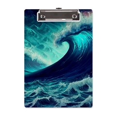 Ai Generated Waves Ocean Sea Tsunami Nautical Fantasy A5 Acrylic Clipboard by Ravend